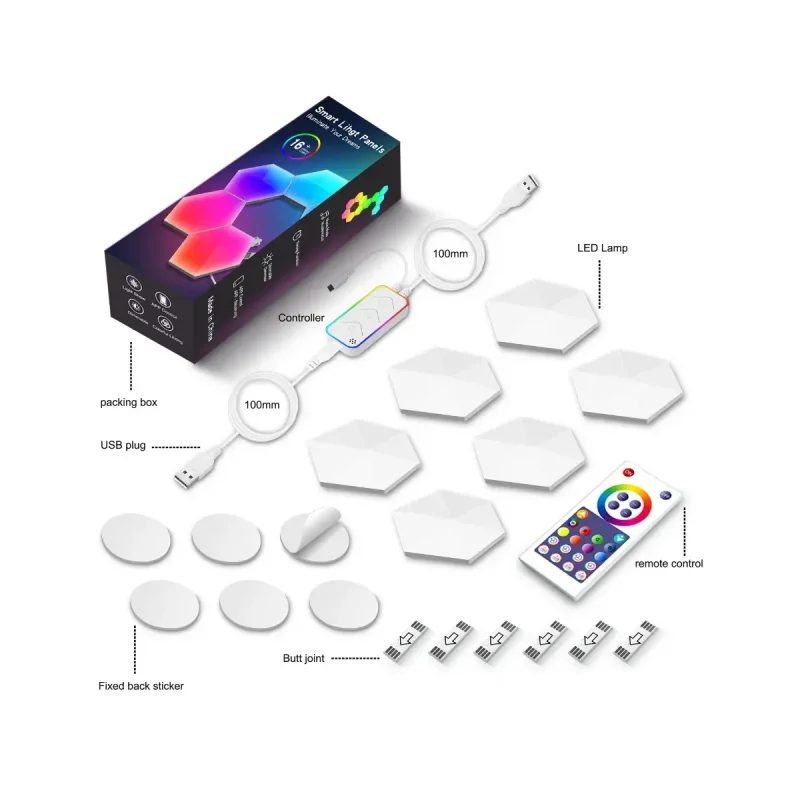 Luces Hexagonales de Ambiente BE-G06 6 Piezas