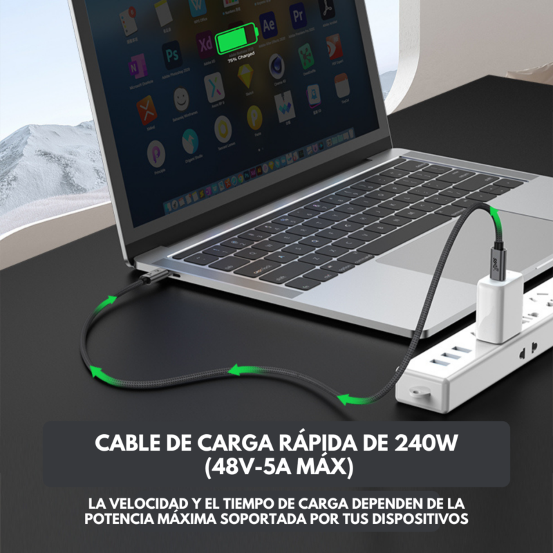 Cable Cargador USB-C a USB-C 240W (48V/5A) BE- C3 - Image 4