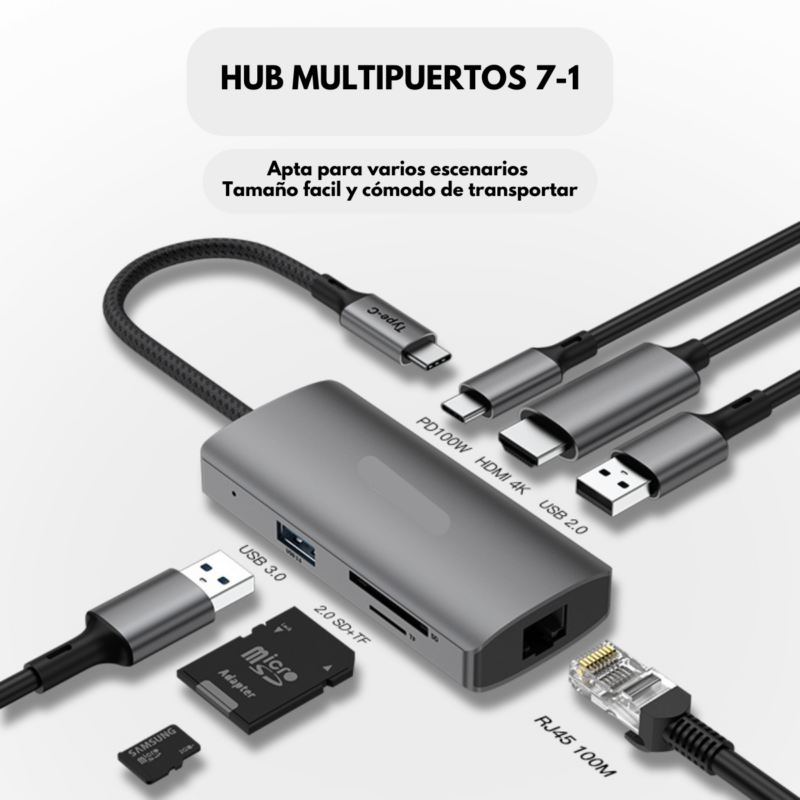 Hub Multipuertos 7-1 Cuadrado BE-HUB1 - Image 4