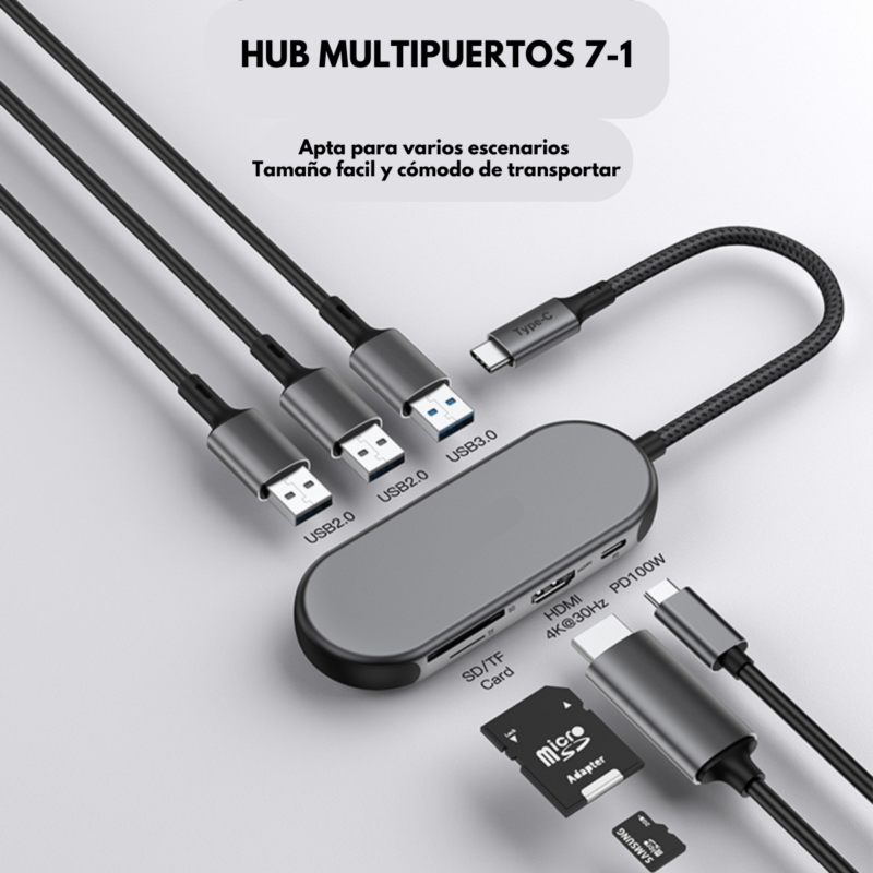 Hub Multipuertos 7-1 Ovalado BE-HUB2 - Image 2