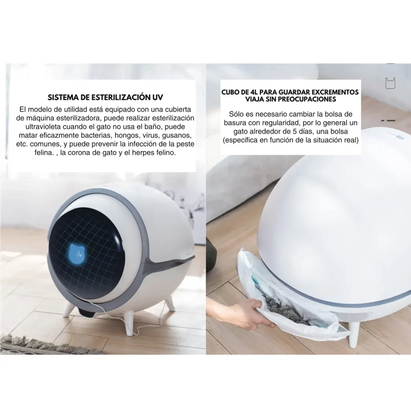 Arenero para gatos autolimpiable UV WiFi BE-CB01 inteligente con Control App - Image 3